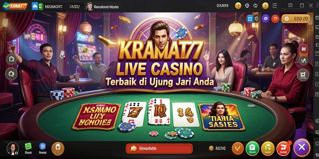 Screenshot KRAMAT77 menampilkan dealer dan permainan yang menarik dalam Live Casino.