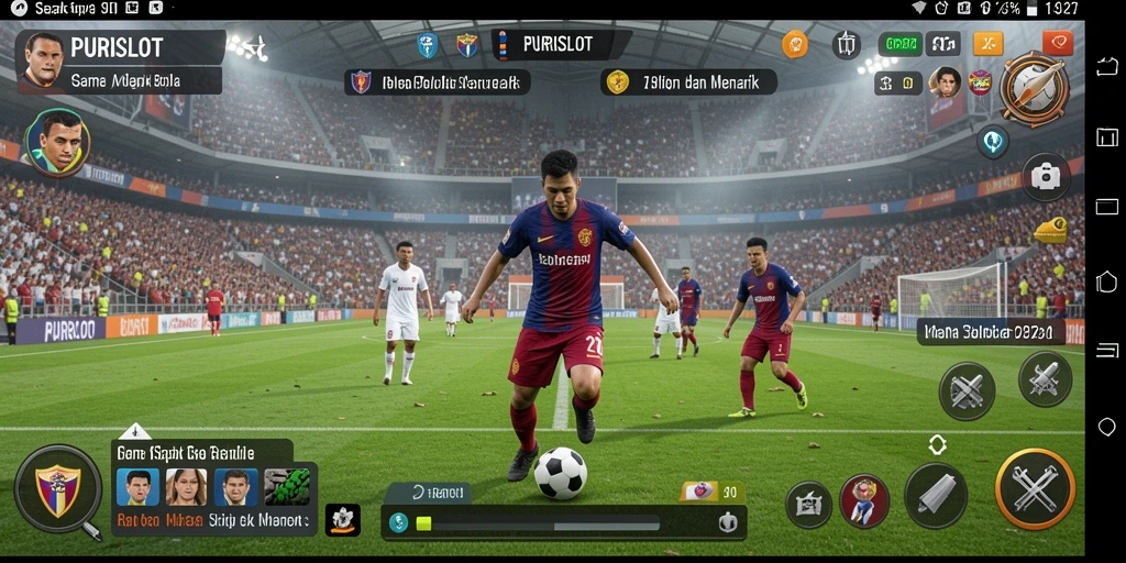 Tampilan gameplay PURISLOT yang penuh aksi dan strategi sepak bola.